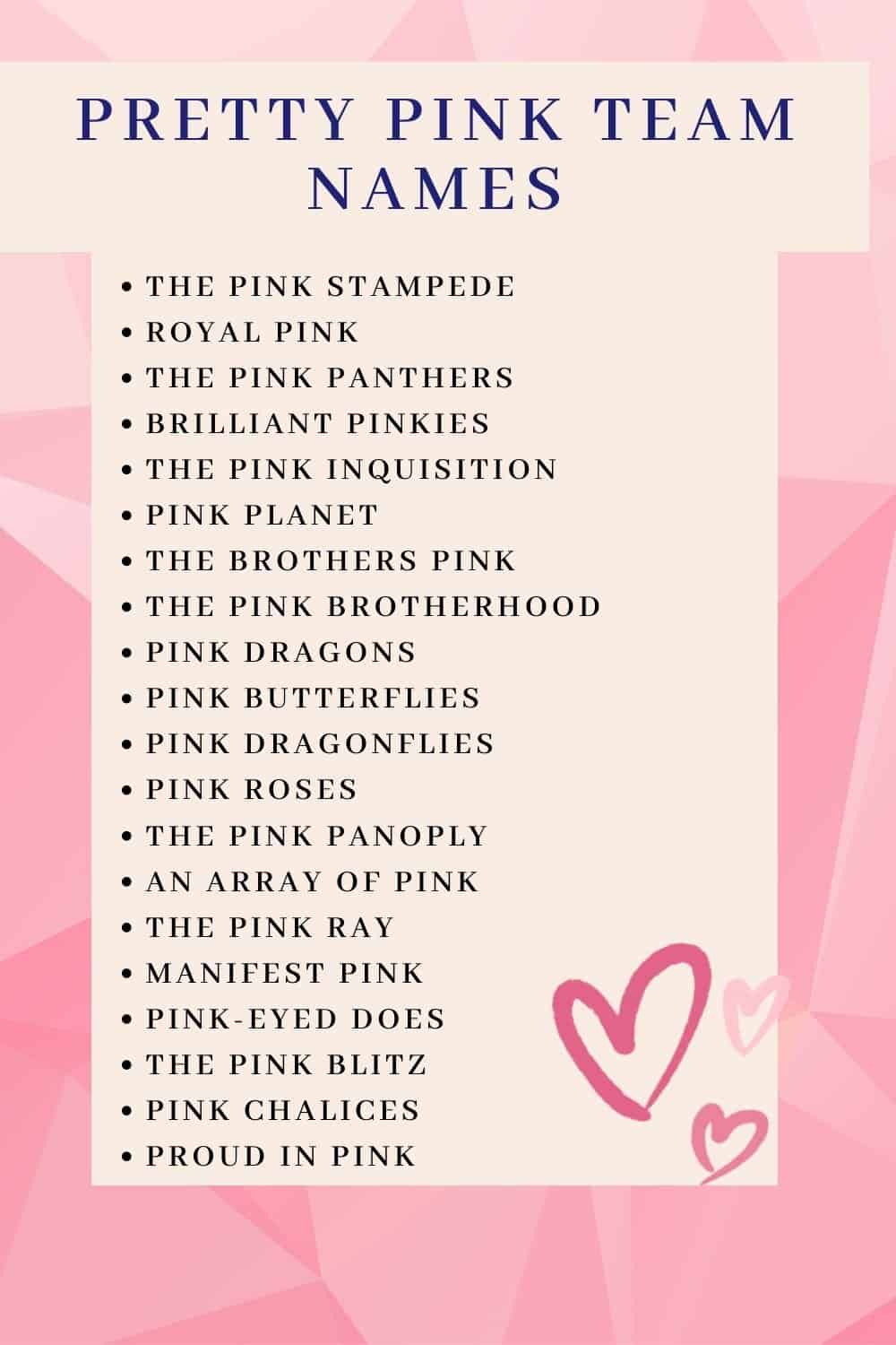 80+ Adorable Pink Team Names That You Will Love - Kids and Clicks