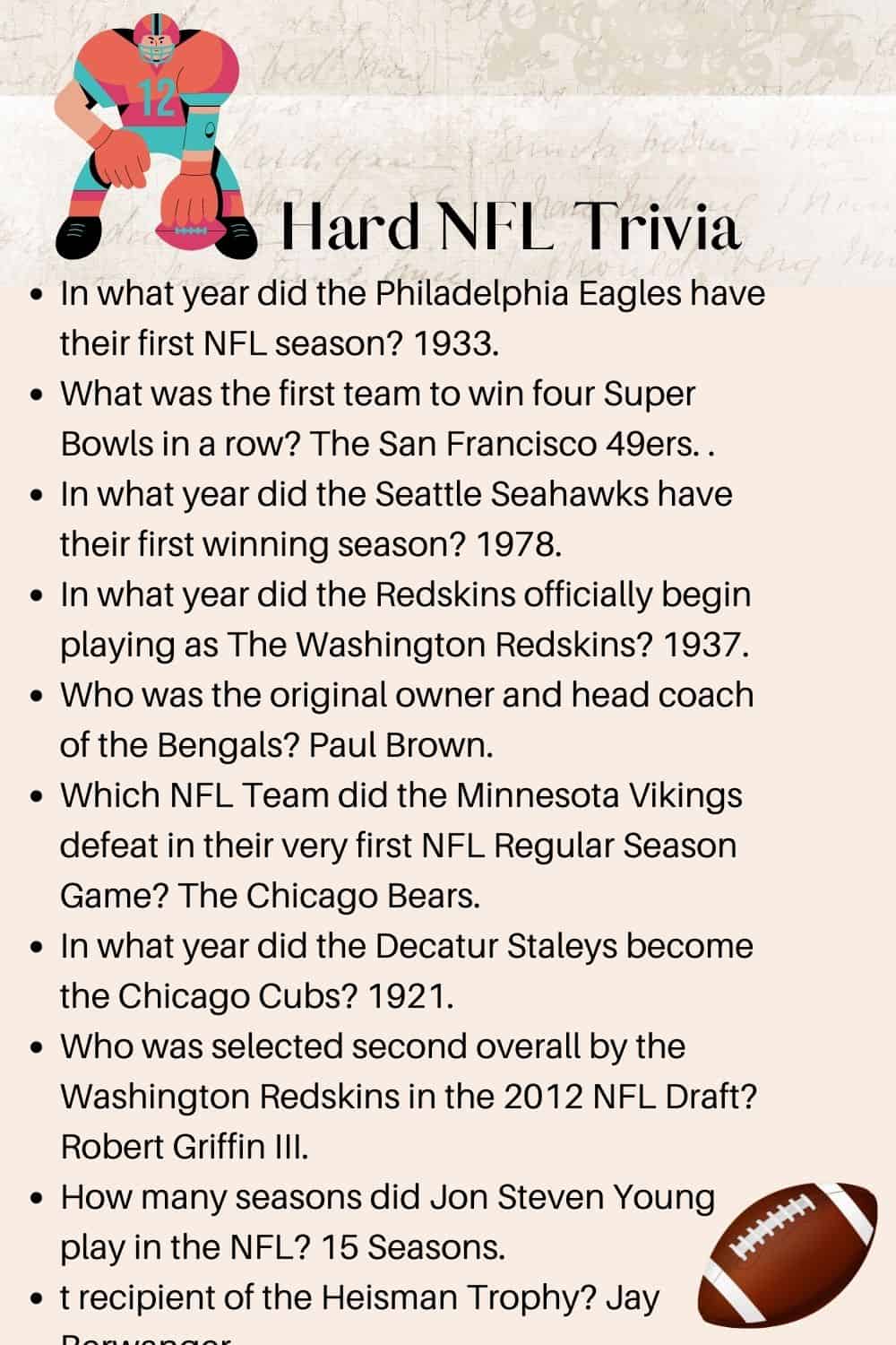 40+ Fun & easy NFL trivia questions & answers - Kids and Clicks