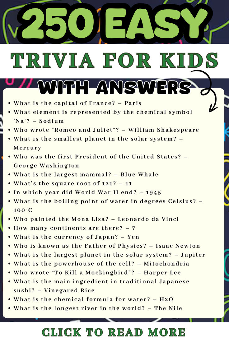 Easy Trivia for kids